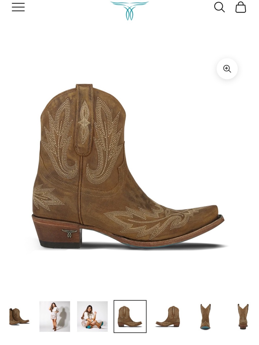 Women’s Brown Suede Ankle Bootie with Embroidered Detail